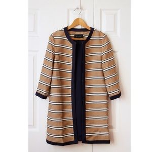 Ann Taylor Collarless 3/4 Sleeve Striped Jacket